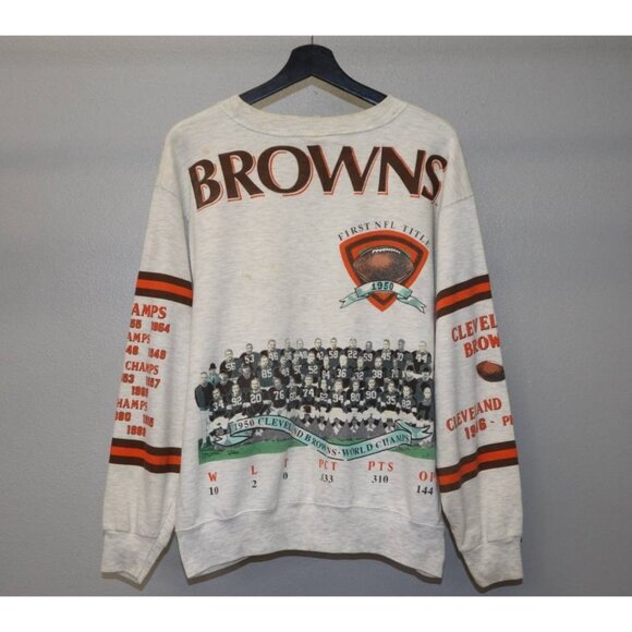 Vintage Long Gone Cleveland Browns NFL Crewneck Sweatshirt Men's L Gray - Picture 2 of 13